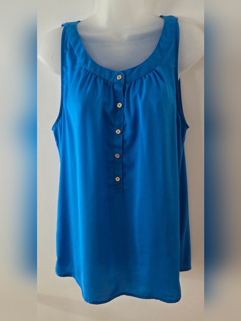 Kenneth Cole Reaction Sleeveless Top Sz Large Royal Blue Euc